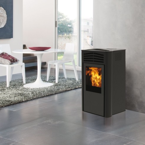 Stufa a pellet ventilata Ten2 11,4 kW Grigia Italiana Camini 812590