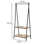 Appendiabiti 2 ripiani in legno e metallo nero Hamilton dimensioni