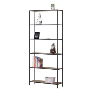 Libreria 6 ripiani in legno e metallo nero Hamilton