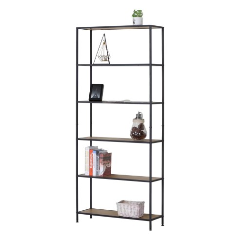 Libreria 6 ripiani in legno e metallo nero Hamilton