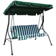 Dondolo da giardino 3 posti rigato verde tettuccio regolabile