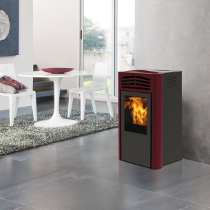 Stufa a pellet ventilata Ten2 11,4 kW Bordeaux Italiana Camini 2