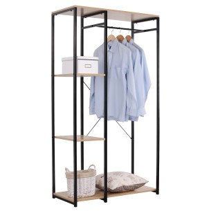Appendiabiti con 3 ripiani Tucson in metallo e legno 90x40x167 cm