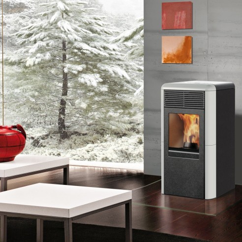 Stufa a pellet Idro Idropoint2 10,1 kW bianco panna Italiana Camini