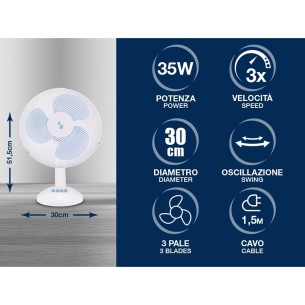Beper ventilatore da tavolo 30 cm, bianco 2