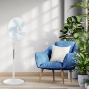 Beper ventilatore a piantana con telecomando, 5 pale, timer, bianco