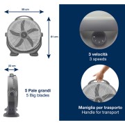 Beper ventilatore da terra Box Fan direzionabile 100W, 50 cm, grigio