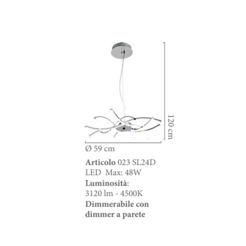 Roxie lampadario LED alluminio cromo,...