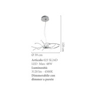 Roxie lampadario LED alluminio cromo, 3120 lm, Novecento