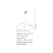 Evelin lampadario moderno LED  alluminio cromo, 2400 lm, Novecento