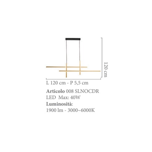Trinidad lampadario LED alluminio nero e oro, 1900 lm, Novecento