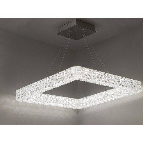 Lampada a sospensione Soledad LED in metacrilato bianco 55x55cm