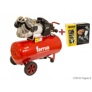 Compressore-aria-bicilindrico-a-V-50L-HP3-Ferrua-VDC-50-CM3 2