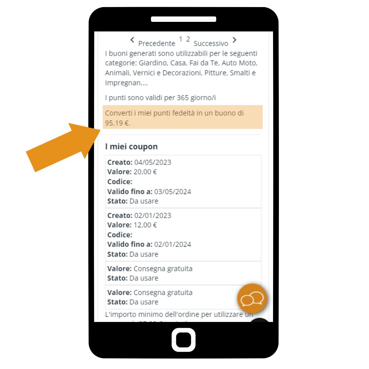 converti i miei punti in buono mobile